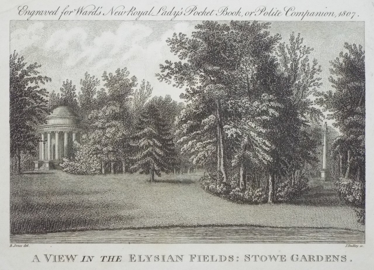 Print - A View in the Elysian Fields: Stowe Gardens. - Dadley